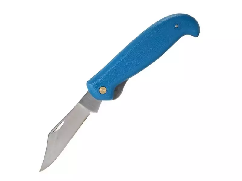 Zakmes detecteerbaar 70 mm clip point lemmet blauw